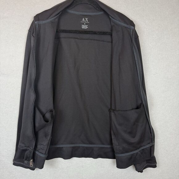 Men's XL Black Armani Exchange Full Zip Stretch Knit Jacket Streetwear Trendy - Picture 5 of 8
